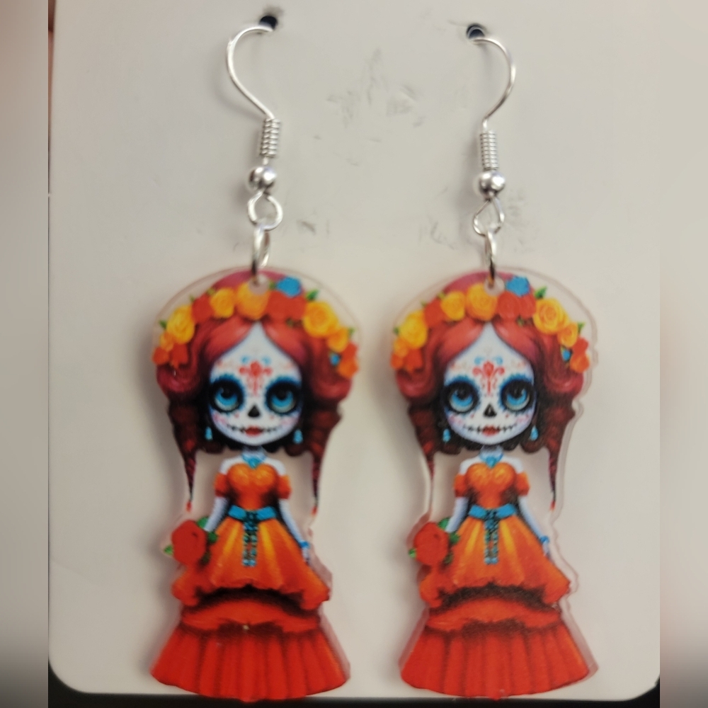 Colorful Day of the Dead Earrings